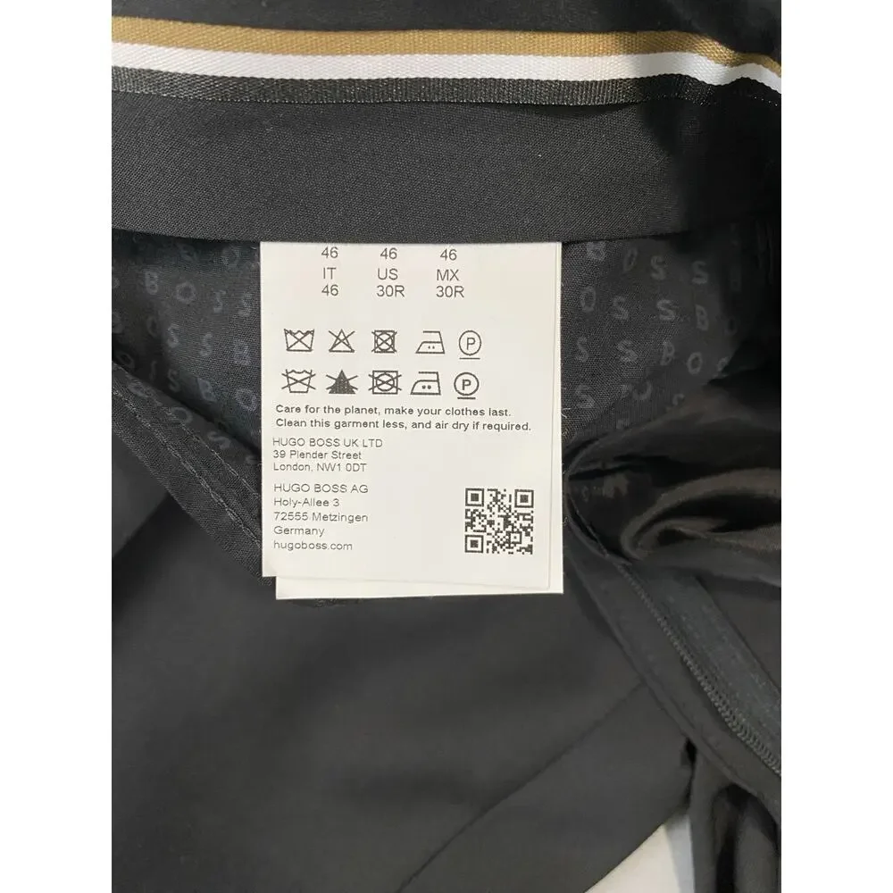 Hugo Boss H-Genius-MM-214 Flat Front Wool Dress Pants, Slacks. Black, 30X27. EUC